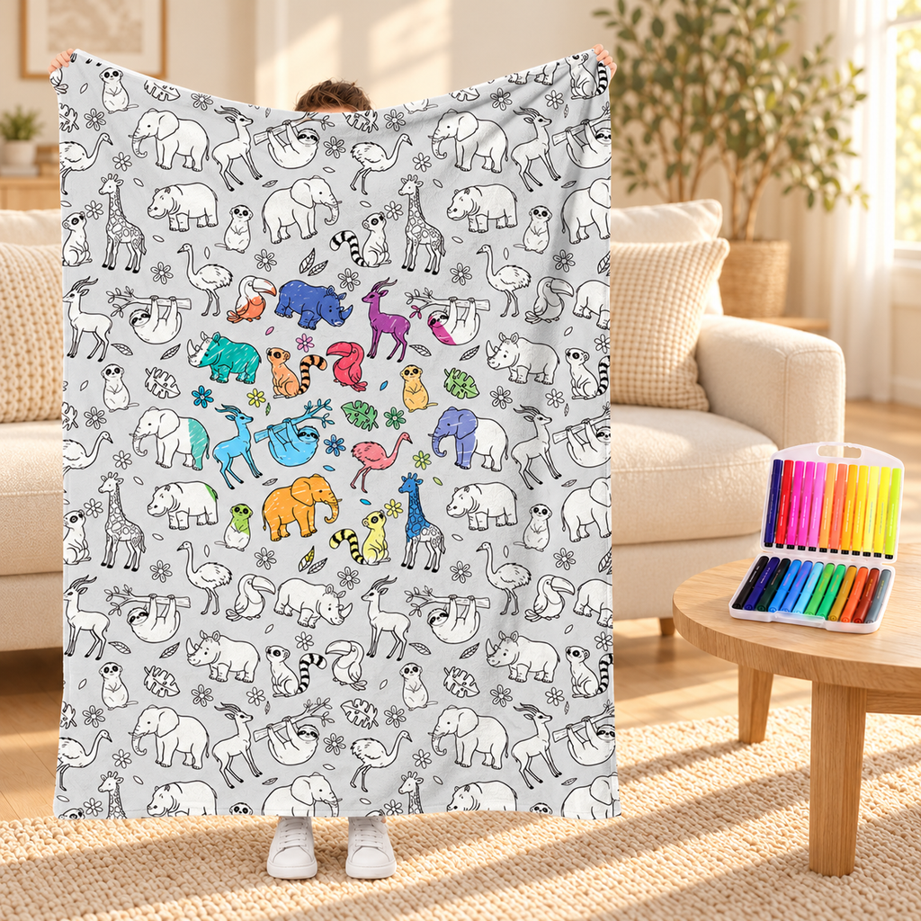 Couverture à colorier — Parc animalier — mise en scène