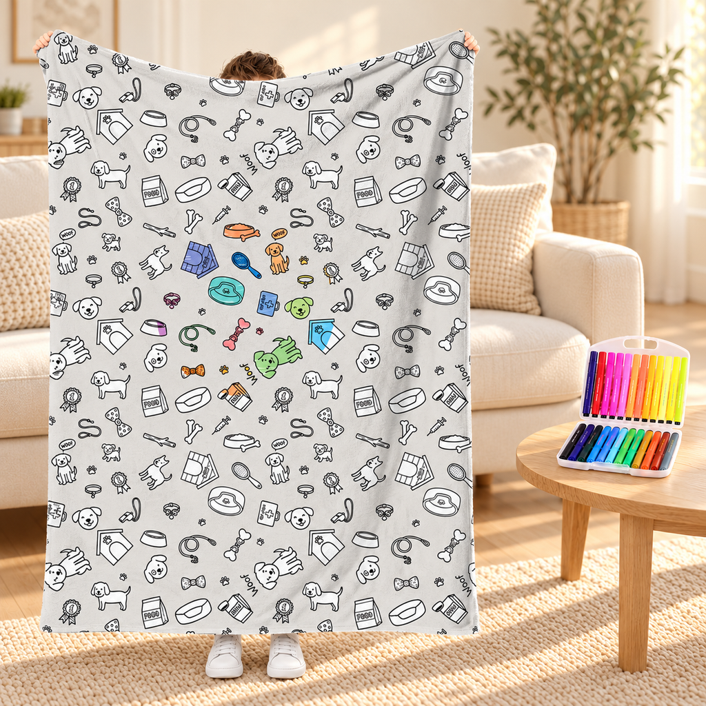 Couverture à colorier — Chiens — mise en scène